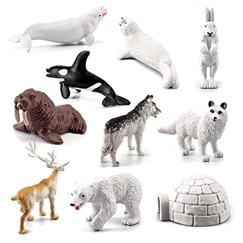 Nemeaii 10 StüCke Mini Simulation Bunny Dichtungen Polars Rentier Tier Satz Kind Kognitive Bildung Spielzeug von Nemeaii
