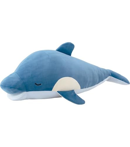 Nemu Nemu Animals 6202685 Plüschtier, Delfin Flip, Kuscheltier, extra weich und kuschelig, Stofftier, Designed in Japan, Kuschelkissen mit Handfach, Größe L, 54 cm von Nemu Nemu Animals