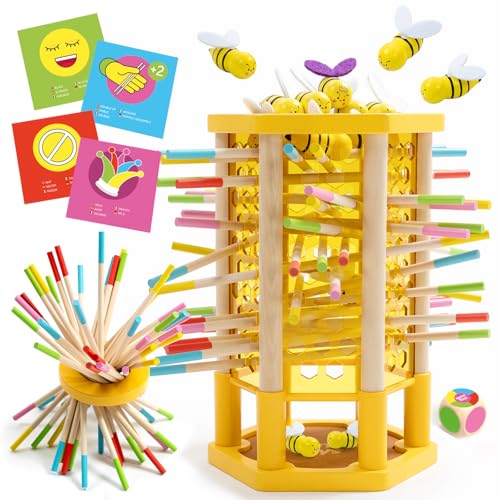 Nene Toys BEEFALL, 4-in-1 Lernspiel mit Bienen, Montessori Spielzeug ab 3 Jahren mit bunten Stäben, Würfeln & Karten - Holzspiel für Jungen & Mädchen 3-9 Jahre - Pädagogisches Familienspiel Nene Toys BEEFALL, 4-in-1 Lernspiel mit Bienen, Montessori Spielzeug ab 3 Jahren mit bunten Stäben, Würfeln & Karten - Holzspiel für Jungen & Mädchen 3-9 Jahre - Pädagogisches Familienspiel von Nene Toys