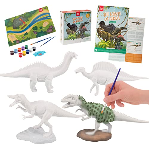 Nene Toys Dinosaurier-Malset für 3–7-jährige Kinder [Die Giganten von Afrika] – Mal-Set enthält 4 Dinosaurier, 2 Farbsets, 2 Pinsel, Poster zum Lernen, Spielmatte – Dinos zum Malen & Basteln von Nene Toys