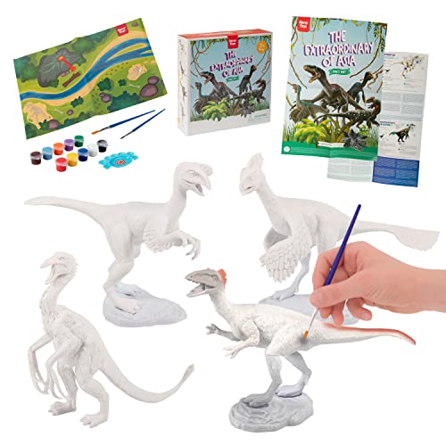 Nene Toys Dinosaurier-Malset für Kinder von 3–7 Jahren [Die Großen von Asien] – Malset mit 4 Dinosauriern, 2 Farben-Sets, 2 Pinseln, Lernposter und Spielmatte – Spielzeug zum Malen und Basteln von Nene Toys