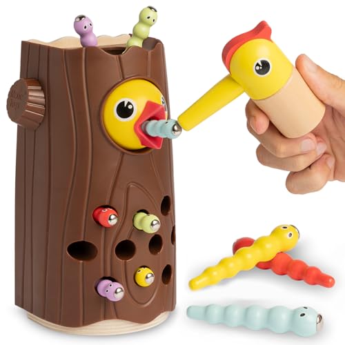 Nene Toys Kleiner Specht – Magnetspielzeug für Kinder ab 2 Jahren – Lernspiel für Kleinkinder mit Farben & Magneten – Spielzeug zur Förderung der Feinmotorik – Geschenk 2 3 Jahre Jungen Mädchen von Nene Toys