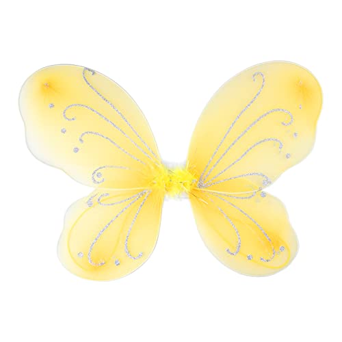 Nenjindz Feen Mädchen Flügel für Erwachsene,Fee-Schmetterlings-Flügel-Mädchen Glitzer Engelsflügel für Frauen Mädchen Fee Prinzessin Flügel Ostern Feenkostüm, Halloween-Flügel (Gelb) von Nenjindz