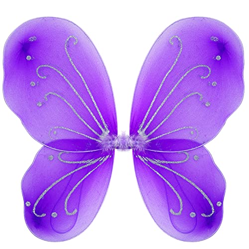 Nenjindz Feen Mädchen flügel für Erwachsene,Fee-Schmetterlings-Flügel-Mädchen Glitzer Engelsflügel für Frauen Mädchen Fee Prinzessin Flügel Ostern Feenkostüm, Halloween-Flügel (Lila) von Nenjindz