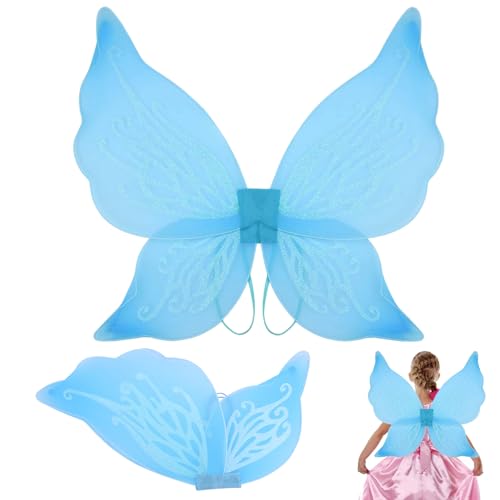 Nenjindz Feen mädchen flügel für Erwachsene, Oster feen Schmetterling flügel-Kostüm,Feenkostüm für Mädchen, Halloween-Kostüm für Geburtstagsfeiern (Blau) von Nenjindz