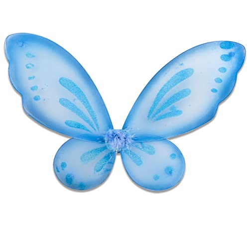 Nenjindz Feenflügel für Erwachsene, Mädchen, Halloween-Kostüm, 1 Stück Schmetterlingsflügel für Damen, blaue Engelsflügel, Zubehör für Karneval, Weihnachten, Party (58 x 44 cm) von Nenjindz
