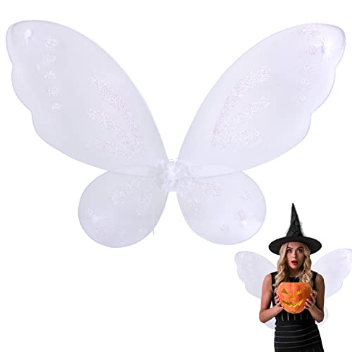 Nenjindz Feenmädchen-Flügel für Erwachsene, Schmetterlings-Flügel-Erwachsener Glitzer Engelsflügel für Frauen Mädchen Fee Prinzessin Flügel Ostern Feenkostüm, Halloween-Flügel(Weiß) (WHITE) von Nenjindz