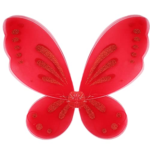 Nenjindz Feenmädchen-Flügel für Erwachsene, Schmetterlings-Flügel-Erwachsener Glitzer Engelsflügel für Frauen Mädchen Fee Prinzessin Flügel Ostern Feenkostüm, Halloween-Flügel (Rot) von Nenjindz