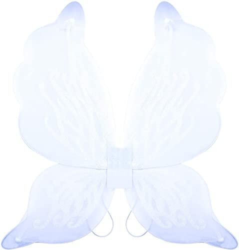 Nenjindz Feen Mädchen Schmetterling flügel,Angel flügel, Halloween Mädchen flügel Kostüm,Feenkostüm für Erwachsene,Ostern Verkleiden sich für Geburtstagsfeier Zubehör(Weiß) von Nenjindz