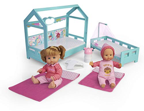 Nenuco 700015776 - Schwestern Puppe Baby mit Schlaf Bett von Nenuco