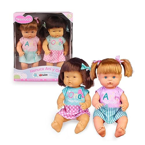 Nenuco - Ani und ONA New Look, 2 offizielle YouTube-Kanal-Puppen, mit personalisierten Kleidern, Babypuppe mit 35 cm Pelz und hartem Körper, für Jungen und Mädchen ab 3 Jahren, Berühmt (NFN73000) von Nenuco
