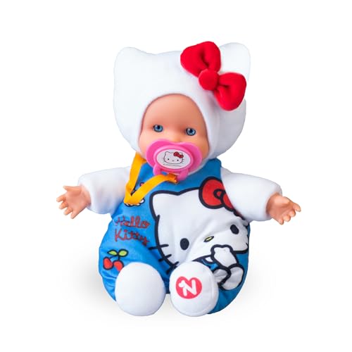 Nenuco Cute Hello Kitty, Mini Baby Puppen von 15 cm, Weicher Körper und Kleid mit einem Design der Hello Kitty Charaktere, Personalisiertes Schnuller, Sammle die Modelle, Famosa (NFNC2100) von Nenuco