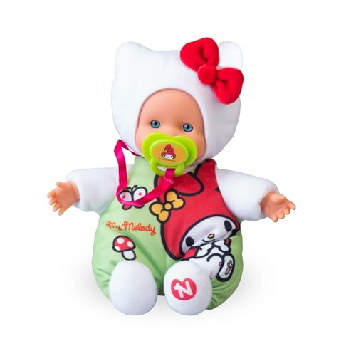 Nenuco Cute My Melody, Mini Baby Puppen von 15 cm, Weicher Körper und Kleid mit einem Design der Hello Kitty Charaktere, Personalisiertes Schnuller, Sammle die Modelle, Famosa (NFNC2300) von Nenuco