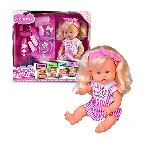 NENUCO - Frisuren für Cole, Babypuppe, Harter Körper, 35 cm, mit blonden und Langen Haaren, um Verschiedene Frisuren zu Machen, viele Accessoires wie Zöpfe, seit 2 Jahren, berühmt (NFN60000) von Nenuco