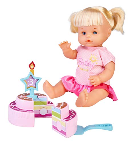 Nenuco - Happy Birthday, Geburtstagspuppe für Kinder ab 3 Jahren, mit Einer Krone, einem Spielzeugkuchen und Einer austauschbaren Zahlenkerze, FAMOSA (700016283) von Nenuco