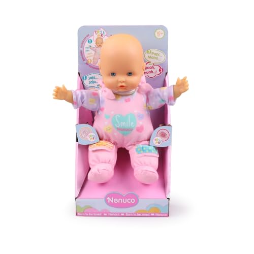 Nenuco Tiritas, Weicher Körper von 25 cm, Puppe mit Babygeräuschen, SAGT Papa und Mama, Weint und Lacht, Abnehmbare Tiritas, Spielzeug für Kinder ab 10 Monaten, Famosa (NFNB0000) von Nenuco