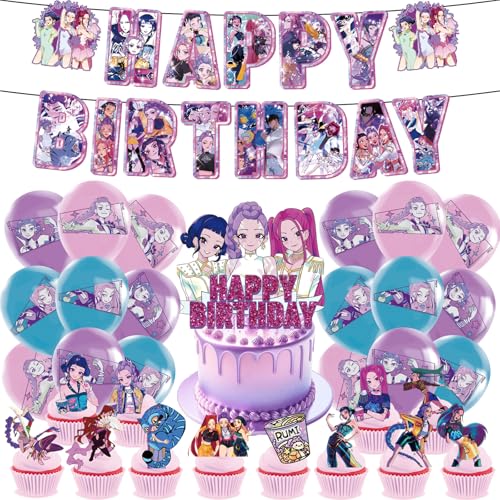 𝙆𝙥𝙤𝙥 𝘿𝙚𝙢𝙤𝙣 𝙃𝙪𝙣𝙩𝙚𝙧𝙨 Geburtstags Deko Huntrix Kuchen Topper Cupcake Toppers Banner Party Dekorationen Festliche Atmosphäre Zubehör für Kinder Fan (K-D-H13) von NerYuo