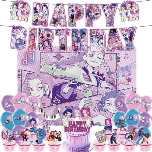 𝙆𝙥𝙤𝙥 𝘿𝙚𝙢𝙤𝙣 𝙃𝙪𝙣𝙩𝙚𝙧𝙨 Geburtstags Deko Huntrix Kuchen Topper Cupcake Toppers Banner Party Dekorationen Festliche Atmosphäre Zubehör für Kinder Fan (K-D-H14) von NerYuo
