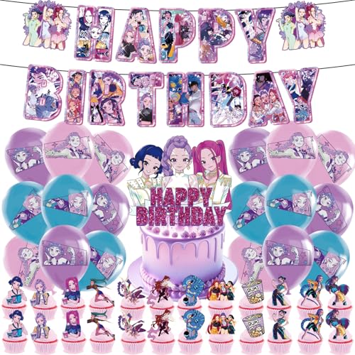 𝙆𝙥𝙤𝙥 𝘿𝙚𝙢𝙤𝙣 𝙃𝙪𝙣𝙩𝙚𝙧𝙨 Geburtstags Deko Huntrix Kuchen Topper Cupcake Toppers Banner Party Dekorationen Festliche Atmosphäre Zubehör für Kinder Fan (K-D-H15) von NerYuo
