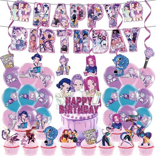 𝙆𝙥𝙤𝙥 𝘿𝙚𝙢𝙤𝙣 𝙃𝙪𝙣𝙩𝙚𝙧𝙨 Geburtstags Deko Huntrix Kuchen Topper Cupcake Toppers Banner Party Dekorationen Festliche Atmosphäre Zubehör für Kinder Fan (K-D-H16) von NerYuo