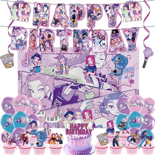 𝙆𝙥𝙤𝙥 𝘿𝙚𝙢𝙤𝙣 𝙃𝙪𝙣𝙩𝙚𝙧𝙨 Geburtstags Deko Huntrix Kuchen Topper Cupcake Toppers Banner Party Dekorationen Festliche Atmosphäre Zubehör für Kinder Fan (K-D-H17) von NerYuo