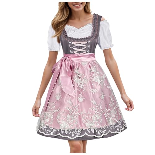 NerYuo Damen Traditionelles Deutsches Oktoberfest Kostüm Karneval Performance Kostüm Partykostüm (Grey, L) von NerYuo