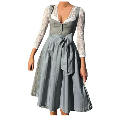 NerYuo Frauen Bier Outfit Festival Halloween Oktoberfest Kostüm Schürze Cosplay Kleid (Blue, L) von NerYuo