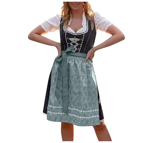 NerYuo Frauen Bier Outfit Festival Halloween Oktoberfest Kostüm Schürze Cosplay Kleid (Blue, S) von NerYuo