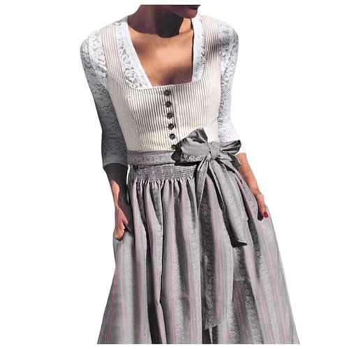 NerYuo Frauen Bier Outfit Festival Halloween Oktoberfest Kostüm Schürze Cosplay Kleid (Grey, L) von NerYuo