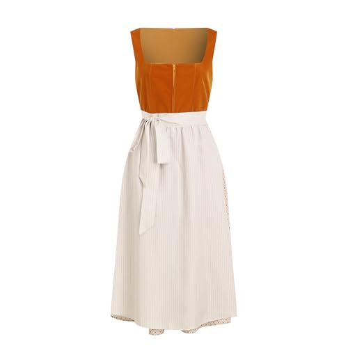 NerYuo Frauen Bier Outfit Festival Halloween Oktoberfest Kostüm Schürze Cosplay Kleid (Orange, L) von NerYuo
