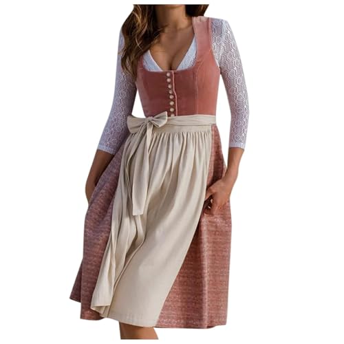NerYuo Frauen Bier Outfit Festival Halloween Oktoberfest Kostüm Schürze Cosplay Kleid (Red, L) von NerYuo