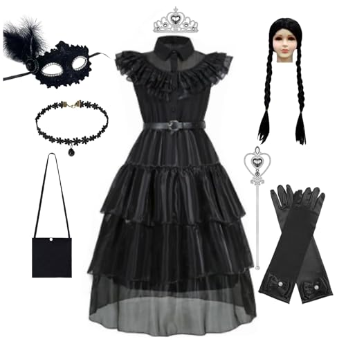 Wednesday Kostüm wednesday kleid mädchen Wendsday Kostüm Kinder Mit Perücke, Tasche, Socken Für Mädchen Von 4–13 Jahren Wednesday Kostüm wednesday kleid mädchen Wendsday Kostüm Kinder Mit Perücke, Tasche, Socken Für Mädchen Von 4–13 Jahren von NerYuo