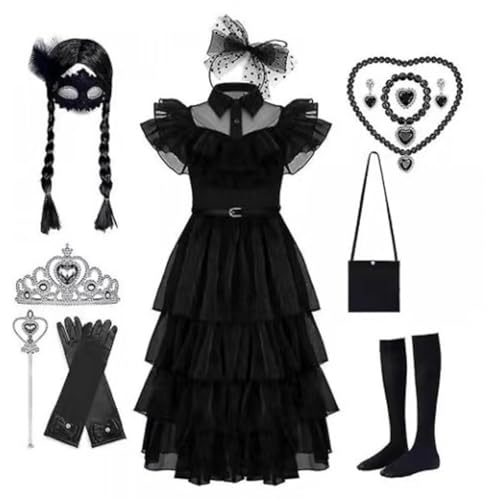 Wednesday Kostüm wednesday kleid mädchen Wendsday Kostüm Kinder Mit Perücke, Tasche, Socken Für Mädchen Von 4–13 Jahren Wednesday Kostüm wednesday kleid mädchen Wendsday Kostüm Kinder Mit Perücke, Tasche, Socken Für Mädchen Von 4–13 Jahren von NerYuo
