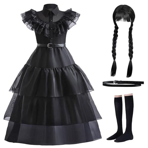 Wednesday Kostüm wednesday kleid mädchen Wendsday Kostüm Kinder Mit Perücke, Tasche, Socken Für Mädchen Von 4–13 Jahren Wednesday Kostüm wednesday kleid mädchen Wendsday Kostüm Kinder Mit Perücke, Tasche, Socken Für Mädchen Von 4–13 Jahren von NerYuo