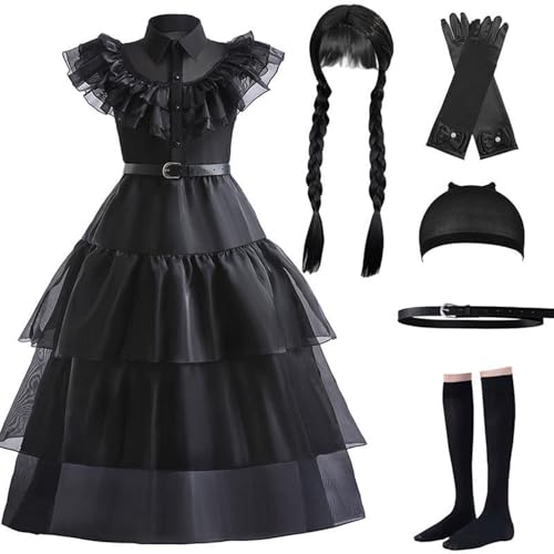 Wednesday Kostüm wednesday kleid mädchen Wendsday Kostüm Kinder Mit Perücke, Tasche, Socken Für Mädchen Von 4–13 Jahren Wednesday Kostüm wednesday kleid mädchen Wendsday Kostüm Kinder Mit Perücke, Tasche, Socken Für Mädchen Von 4–13 Jahren von NerYuo