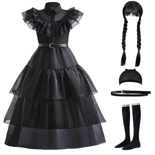 Wednesday Kostüm wednesday kleid mädchen Wendsday Kostüm Kinder Mit Perücke, Tasche, Socken Für Mädchen Von 4–13 Jahren Wednesday Kostüm wednesday kleid mädchen Wendsday Kostüm Kinder Mit Perücke, Tasche, Socken Für Mädchen Von 4–13 Jahren von NerYuo