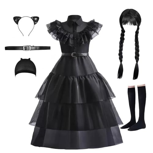 Wednesday Kostüm wednesday kleid mädchen Wendsday Kostüm Kinder Mit Perücke, Tasche, Socken Für Mädchen Von 4–13 Jahren Wednesday Kostüm wednesday kleid mädchen Wendsday Kostüm Kinder Mit Perücke, Tasche, Socken Für Mädchen Von 4–13 Jahren von NerYuo