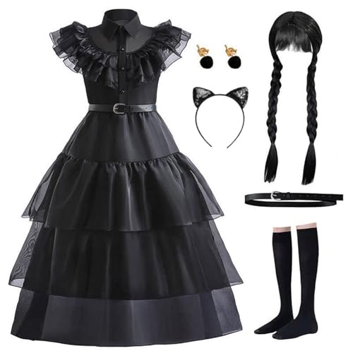 Wednesday Kostüm wednesday kleid mädchen Wendsday Kostüm Kinder Mit Perücke, Tasche, Socken Für Mädchen Von 4–13 Jahren Wednesday Kostüm wednesday kleid mädchen Wendsday Kostüm Kinder Mit Perücke, Tasche, Socken Für Mädchen Von 4–13 Jahren von NerYuo