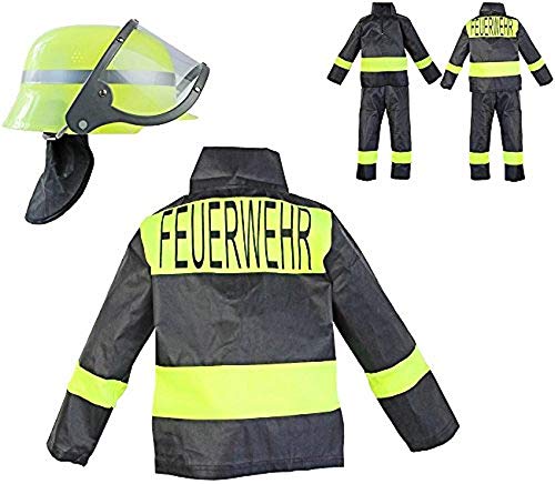 Nerd Clear Feuerwehr Kostüm Set für Kinder | 3-teilig: Helm, Jacke, Hose | ideal für Karneval & Fasching | Jungen & Mädchen (116) von Nerd Clear