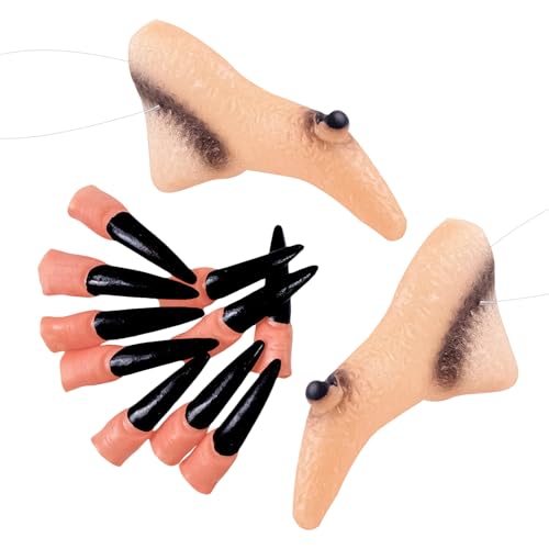 Nereds 12 Stück Hexenzubehör Gefälschte Hexennase Halloween Fake Nagel Halloween Kostüm Requisiten Verkleidung Zubehör für Männer Frauen Cosplay von Nereds