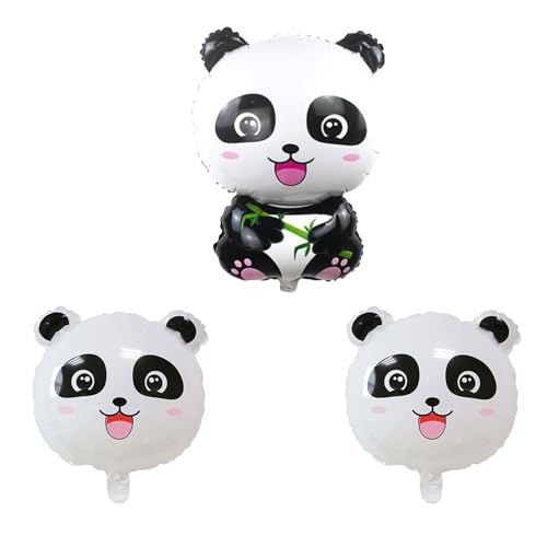 Nereds 3 x Panda-Luftballons, Panda-Party-Dekorationen, Zubehör für Geburtstag, Babyparty, Dschungelsafari-Tiere, Motto-Party-Dekorationen von Nereds