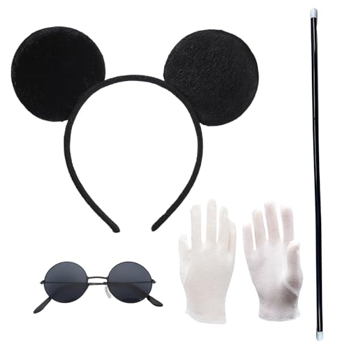 Nereds 4pcs Halloween Maus Kostüm Zubehör Set Maus Ohren Stirnband Schwarz Brille Blind Cane Handschuhe für Halloween Karneval Geburtstag Party Nereds 4pcs Halloween Maus Kostüm Zubehör Set Maus Ohren Stirnband Schwarz Brille Blind Cane Handschuhe für Halloween Karneval Geburtstag Party von Nereds
