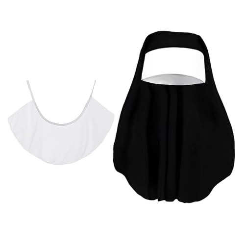 Nereds Halloween-Kostüm-Set für Damen, Kopfschmuck, Nonnenhalsband, Nonnen-Kostüm, Zubehör für Erwachsene, Damen, Cosplay, Maskerade, Kostüm, Zubehör, 2 Stück Nereds Halloween-Kostüm-Set für Damen, Kopfschmuck, Nonnenhalsband, Nonnen-Kostüm, Zubehör für Erwachsene, Damen, Cosplay, Maskerade, Kostüm, Zubehör, 2 Stück von Nereds