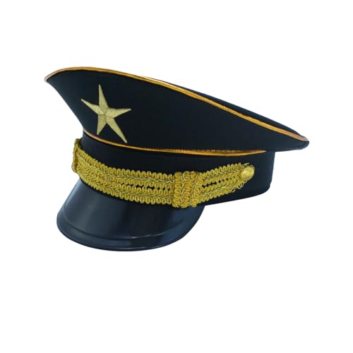Nereds Verstellbare Matrosenmütze Schwarz Militär Kappe mit Stern Kapitän Yacht Matrosen Hut für Boot Kostüm Cosplay Party Familie Kreuzfahrt Zubehör von Nereds