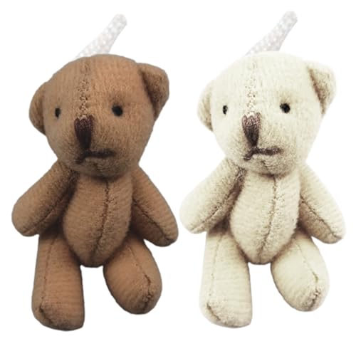 Neroyaner Taschenbär Mini Bär Plüsch gefüllt 1/12 Skala süße winzige Bären PP Baumwolle gefüllt kleine Bären mit hängenden Seil Mini Bear Toys 2pcs von Neroyaner