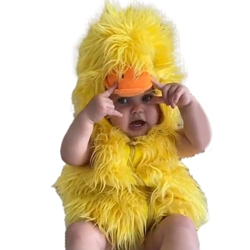 Neroyaner Toddler Duck Costume Halloween Hooded Cute Zipper Cotton Blend Duck Costume Unisex Sleeveless Baby Halloween Costumes for Cosplay Party Stage, for 90cm Height von Neroyaner