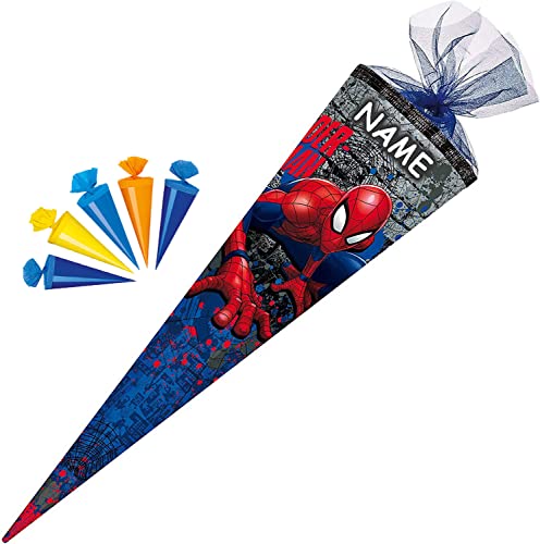 Nestler personalisiert mit Name und 5 kleinen Schultüten - Schultüte Spider-Man 2018 Zuckertüte Schulanfang Einschulung Schule: Größe: 50cm rund von Nestler