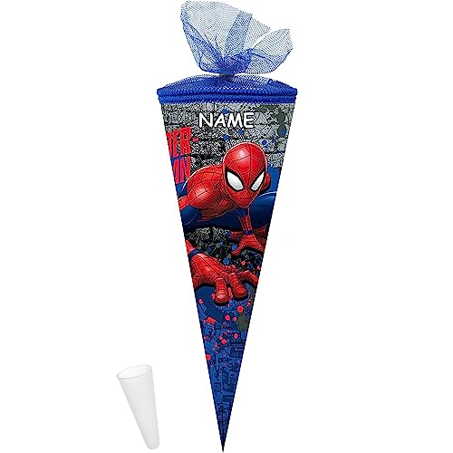 Nestler personalisiert mit Name und Kunststoffspitze - Schultüte Spider-Man 2018 Zuckertüte Schulanfang Einschulung Schule: Größe: 50cm rund von Nestler