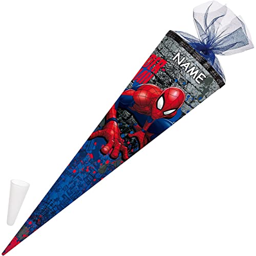 Nestler personalisiert mit Name und Kunststoffspitze - Schultüte Spiderman, 100 cm 12-eckig von Nestler