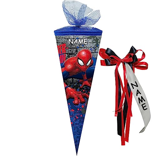 Nestler personalisiert mit Name und großer Namensschleife - Schultüte Spider-Man 2018 Zuckertüte Schulanfang Einschulung Schule: Größe: 50cm rund von Nestler